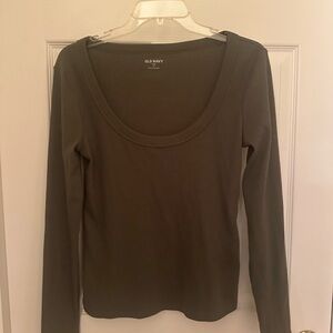 Old Navy Women's Dark Green/Olive Scoop Neck Blouse